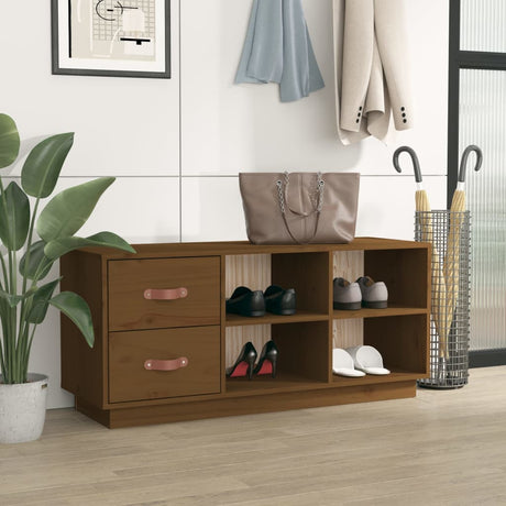 Vidaxl Shoes Bank 100x34x45 cm Solid fyrretræbrun