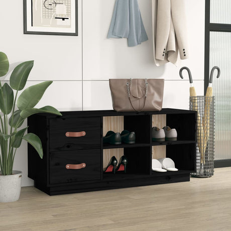 Vidaxl Shoes Bank 100x34x45 cm Solid fyrretræ sort