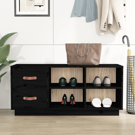 Vidaxl Shoes Bank 100x34x45 cm Solid fyrretræ sort