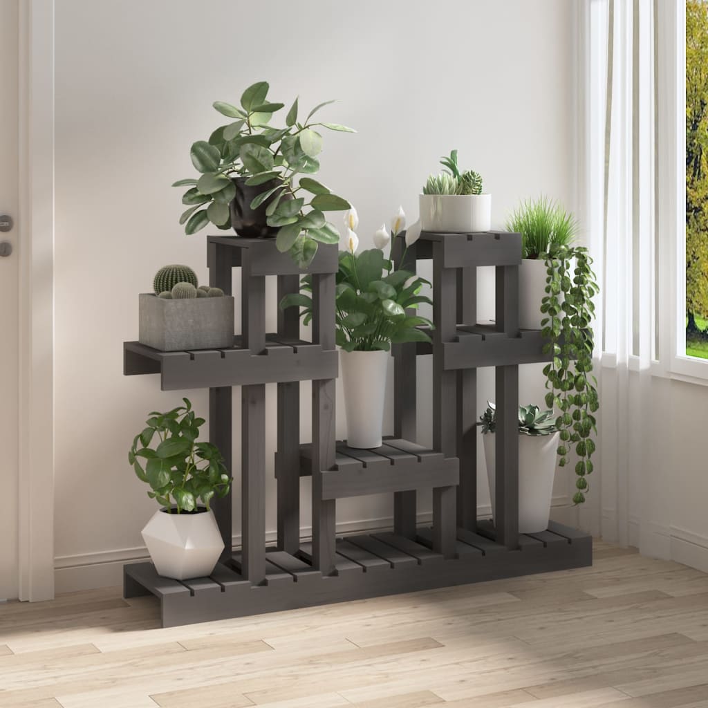 Vidaxl Plant Stand Gray 104,5x25x77,5 cm Solid fyrretræ