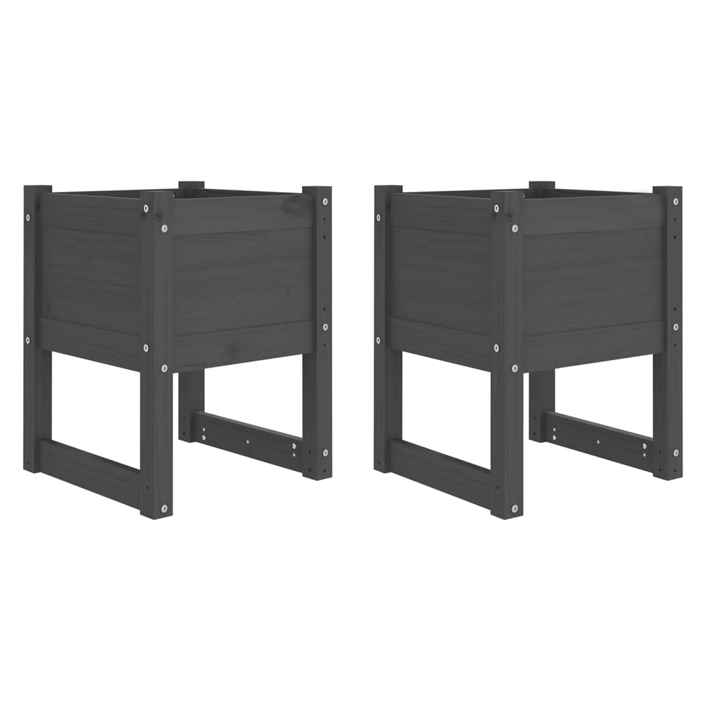Vidaxl Planters 2 St 40x40x52,5 cm Solid fyrretræ grå grå
