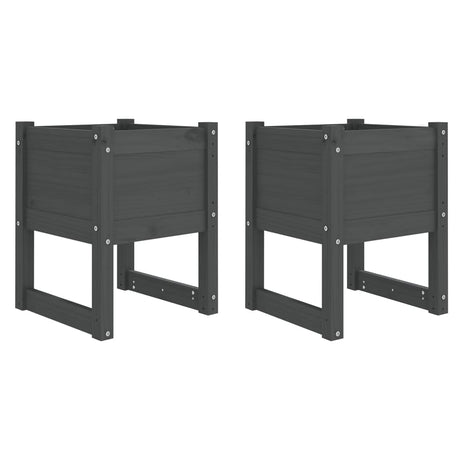 Vidaxl Planters 2 St 40x40x52,5 cm Solid fyrretræ grå grå