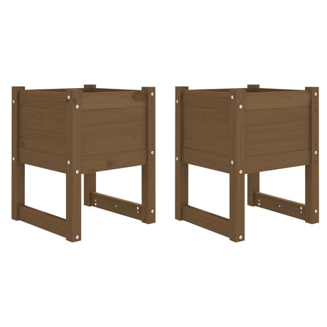 Vidaxl Planters 2 St. 40x40x52,5 cm Solid fyrretræbrun