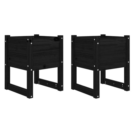 Vidaxl Planters 2 St 40x40x52,5 cm Solid fyrretræ sort