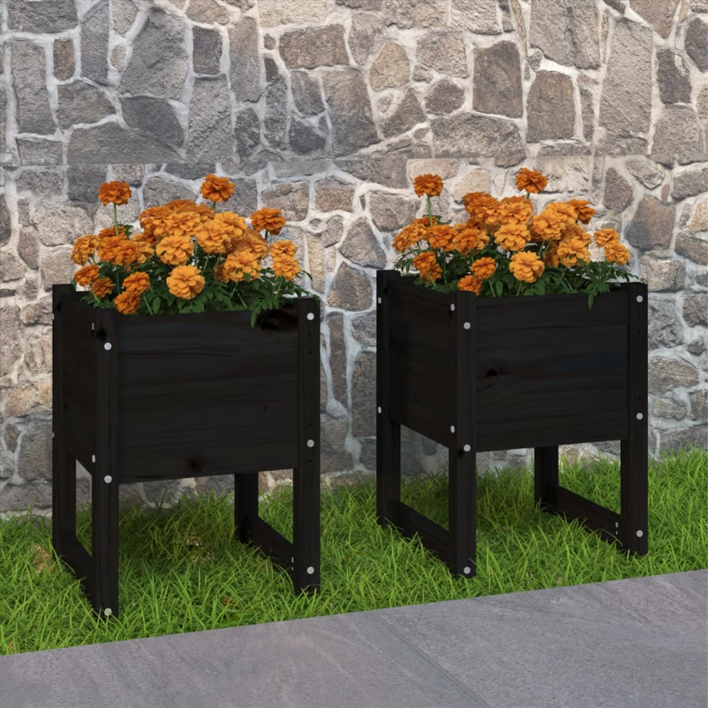 Vidaxl Planters 2 St 40x40x52,5 cm Solid fyrretræ sort