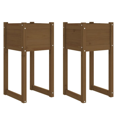 Vidaxl Planters 2 St 40x40x81 cm Solid fyrretræbrun