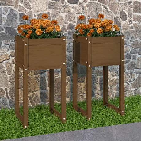 Vidaxl Planters 2 St 40x40x81 cm Solid fyrretræbrun