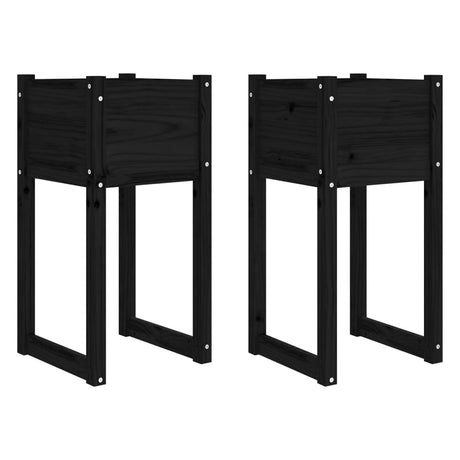 Vidaxl Planters 2 St 40x40x81 cm Solid Pine Black