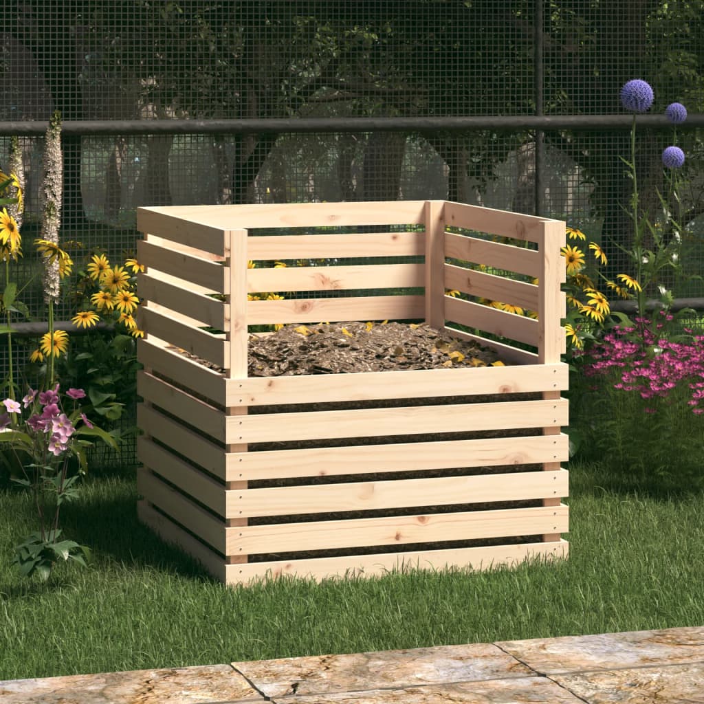 Vidaxl compostbak 80x80x78 cm massief grenenhout