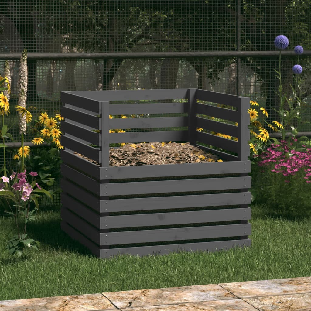Vidaxl Compost Bin 80x80x78 cm Solid Pine Grey