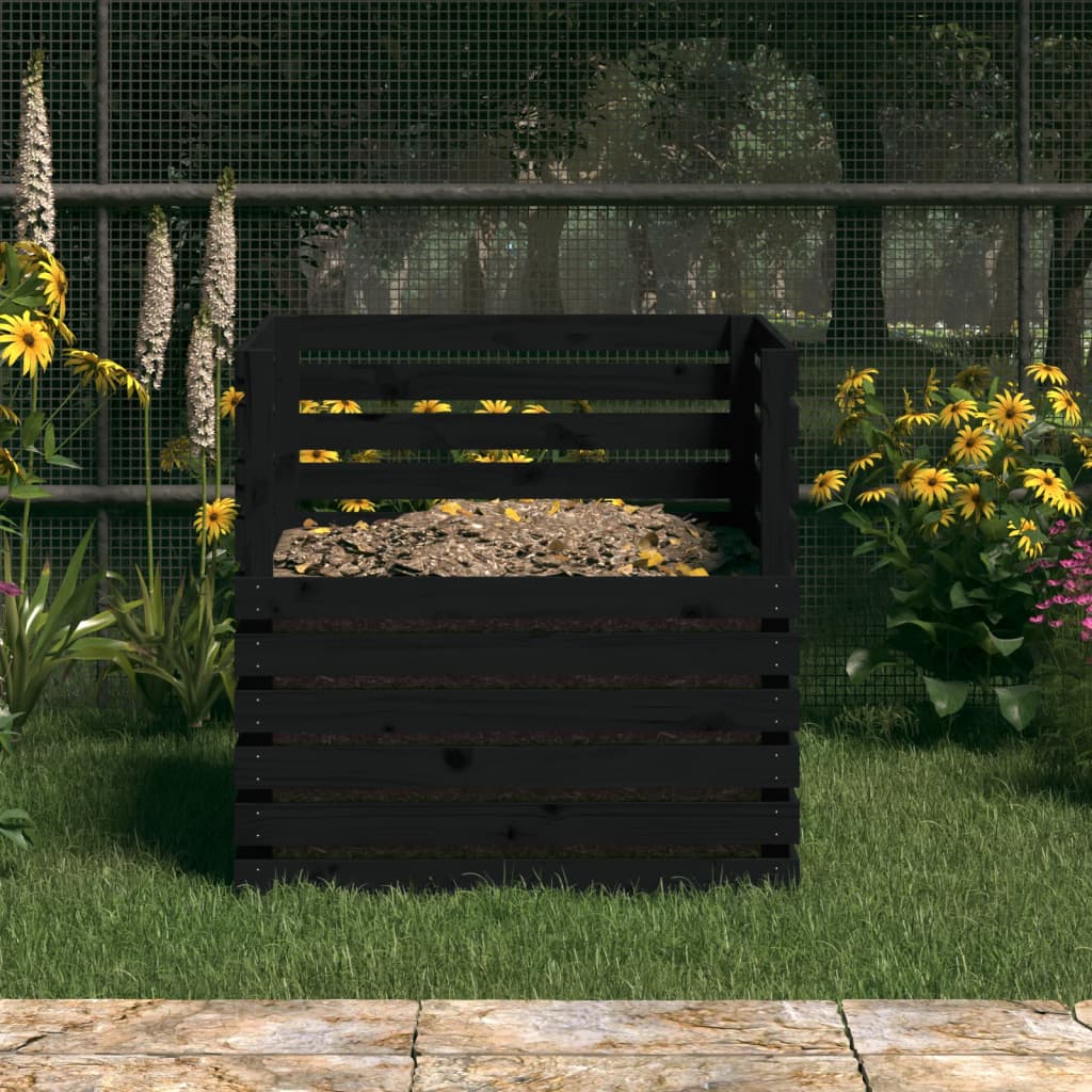 Vidaxl Compost Bin 80x80x78 cm Solid fyrretræ sort