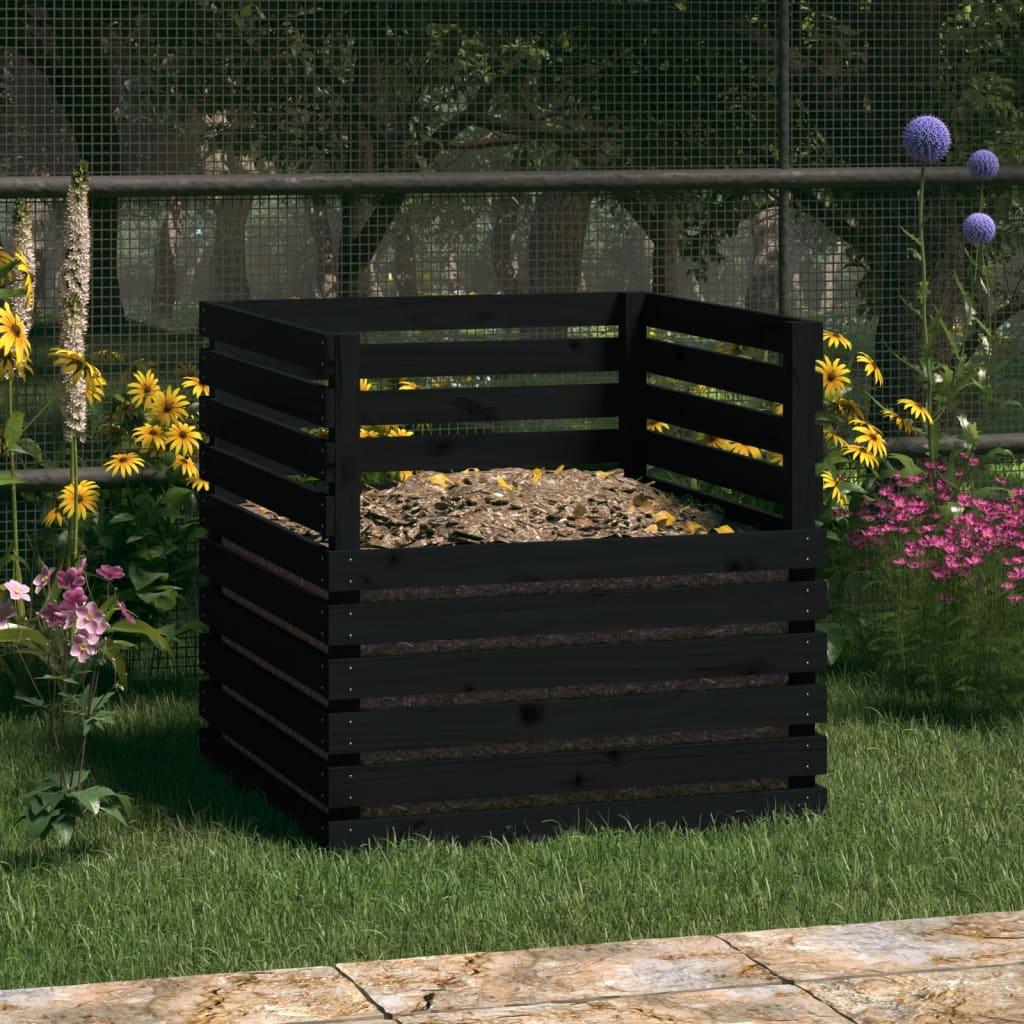 Vidaxl Compost Bin 80x80x78 cm Solid fyrretræ sort