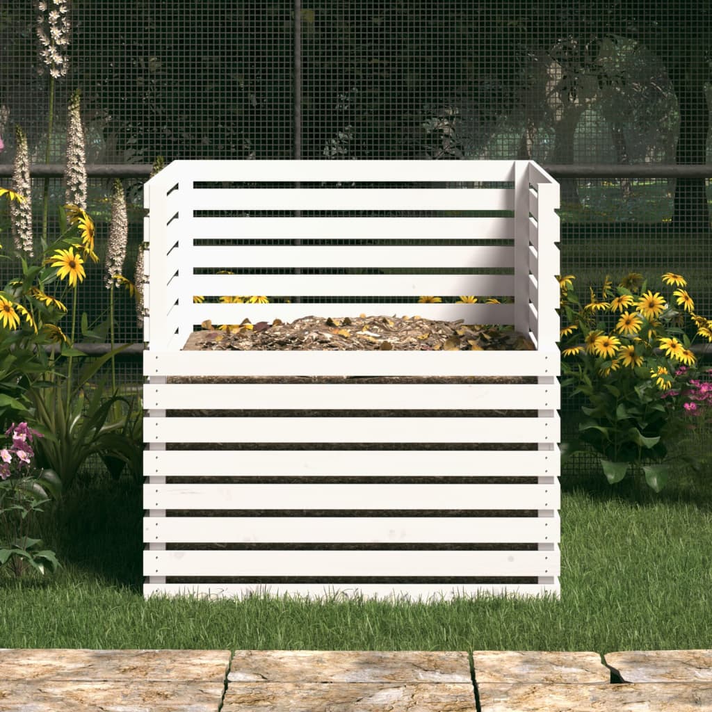 Vidaxl Compost Bin 100x100x102 cm Solid Pine White