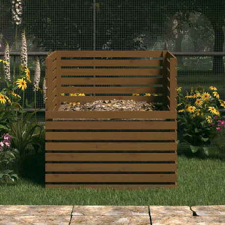 Vidaxl Compost Bin 100x100x102 cm Solid fyrretræbrun