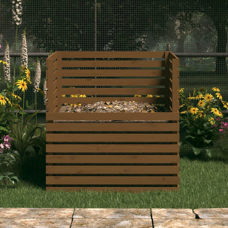 Vidaxl Compost Bin 100x100x102 cm Solid fyrretræbrun