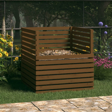 Vidaxl Compost Bin 100x100x102 cm Solid fyrretræbrun