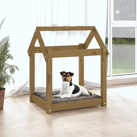 Vidaxl Dog Basket 61x50x70 cm Solid fyrretræbrun
