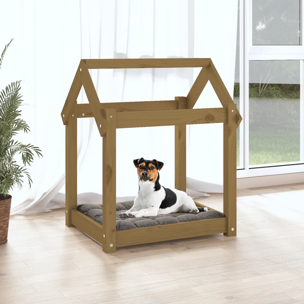 Vidaxl Dog Basket 61x50x70 cm Solid fyrretræbrun