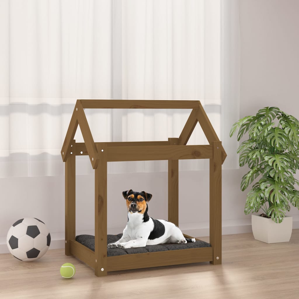 Vidaxl Dog Basket 61x50x70 cm Solid fyrretræbrun