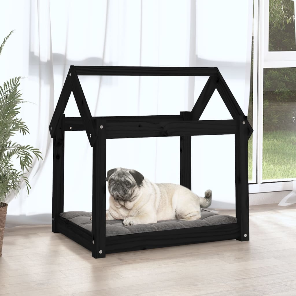 Vidaxl Dog Basket 71x55x70 cm Solid fyrretræ sort