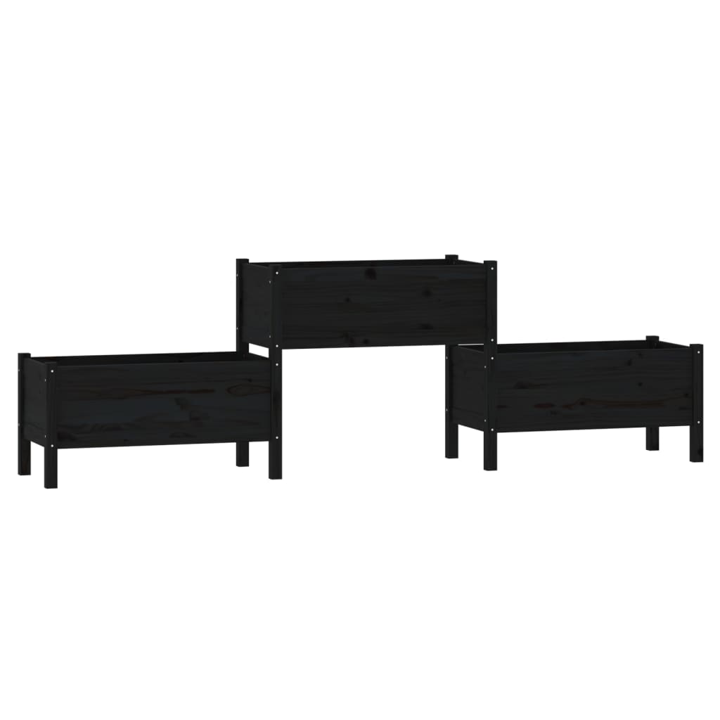 Vidaxl Planning Box 245.5x44x75 cm Solid fyrretræ sort