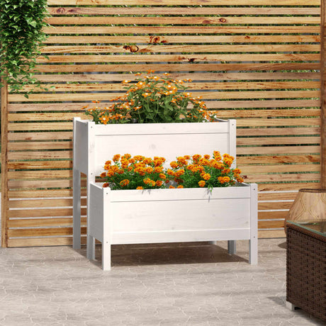 VIDAXL Planlægningsboks 84.5x84x75 cm Solid Pine White