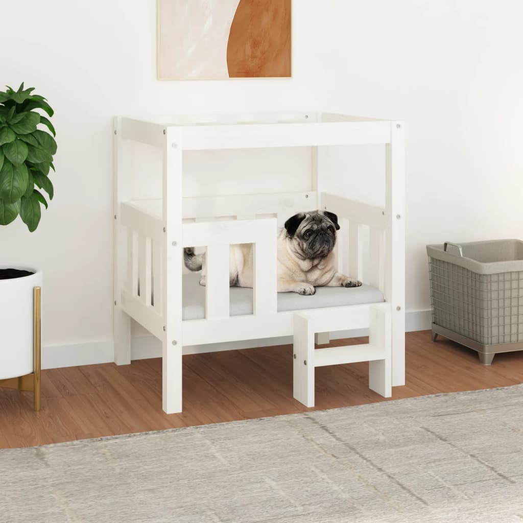 Vidaxl Dog Basket 65.5x43x70 cm Solid Pine White