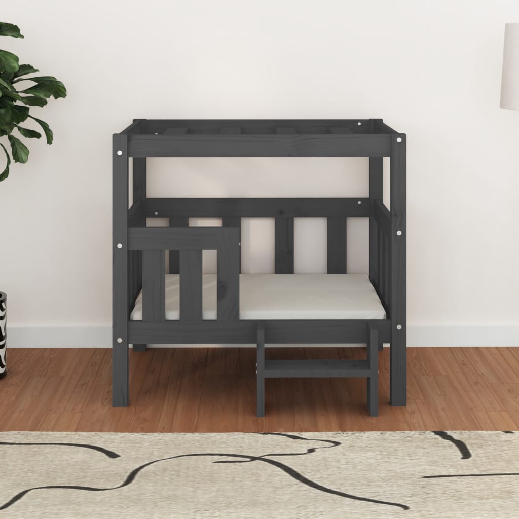 Vidaxl Dog Basket 75.5x63.5x70 cm Solid fyrretræ grå