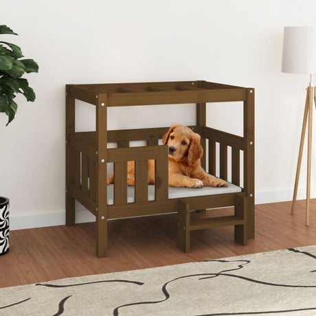 Vidaxl Dog Basket 75.5x63.5x70 cm Solid fyrretræ honningbrun