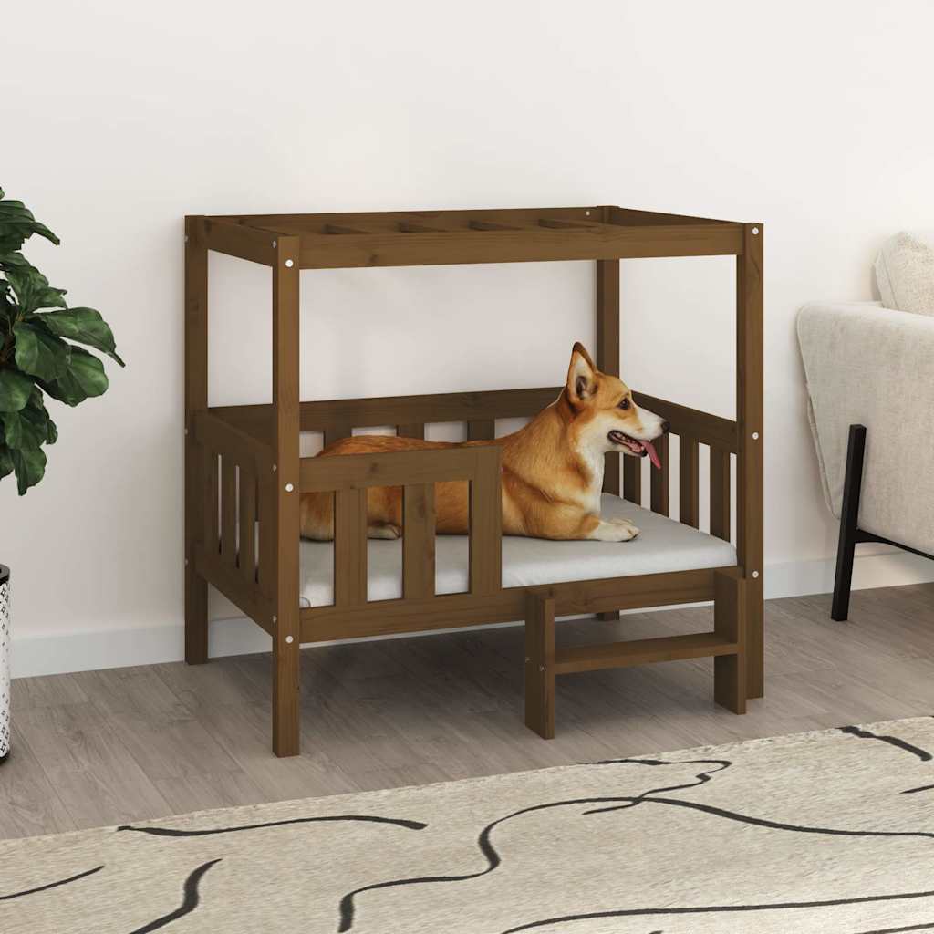 Vidaxl Dog Basket 95.5x73.5x90 cm Solid fyrretræ honningbrun