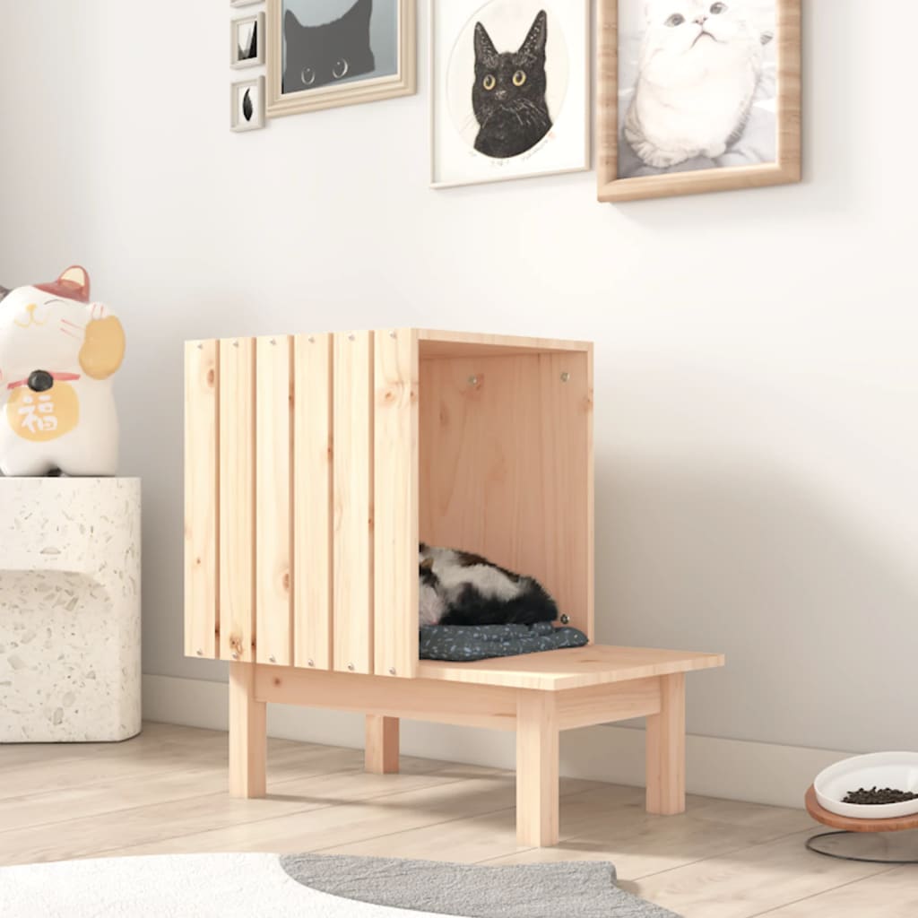 Vidaxl Kattenhuis 60x36x60 cm Solid fyrretræ