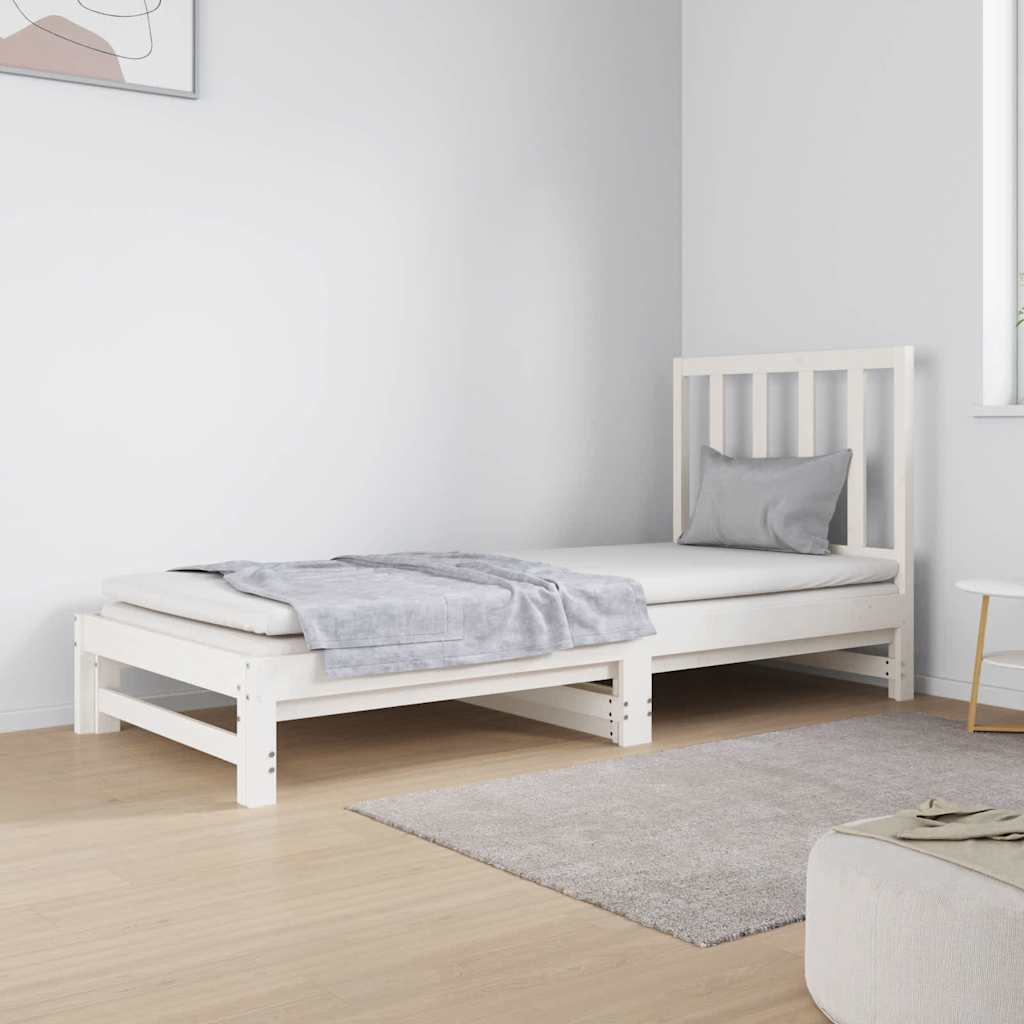 Vidaxl slaapbank uitschuifbaar massief grenenhout wit 2x(90x190) cm