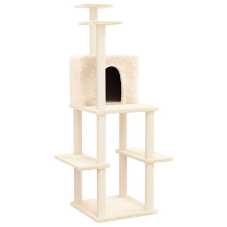 Vidaxl kattemøbler med sisal skrabe poster 144,5 cm creme -farvet