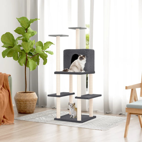 Vidaxl Cat møbler med sisal skrabe poster 144,5 cm mørkegrå