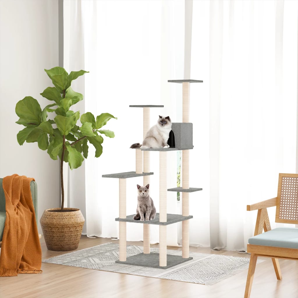Vidaxl kattemøbler med sisal skrabe stillinger 153 cm lysegrå