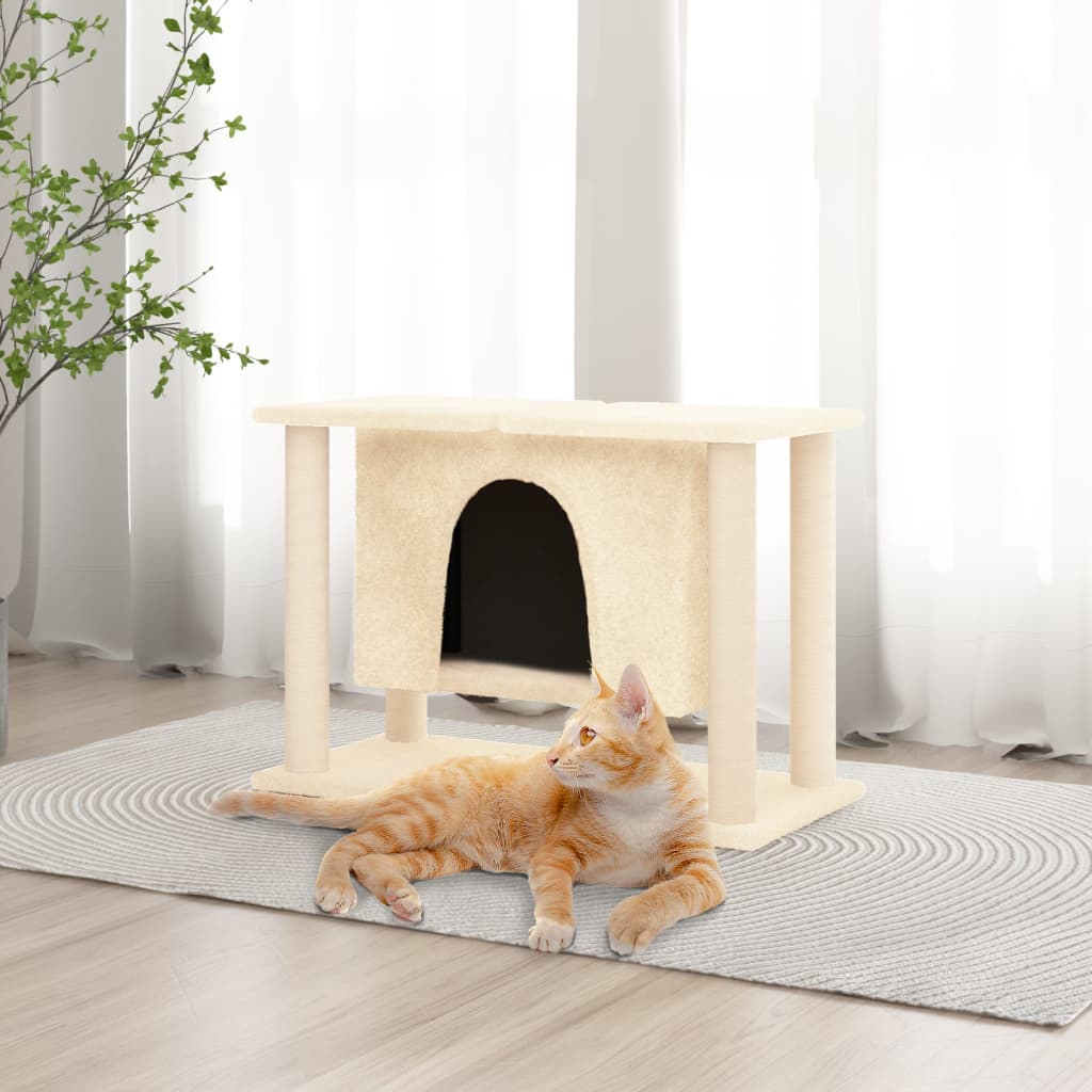 Vidaxl kattemøbel med sisal kradsestolper 50 cm cremefarvet