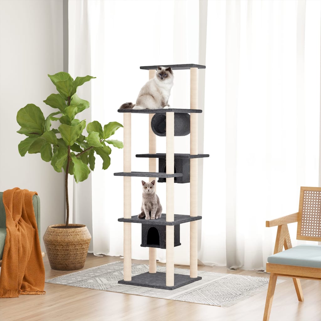 Vidaxl kattemøbler med sisal skraber stillinger 169 cm mørkegrå