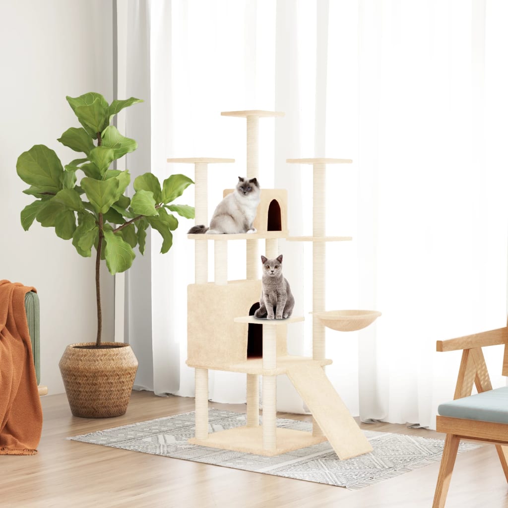 Vidaxl kattemøbler med sisal skrabe poster 154 cm creme -farvet