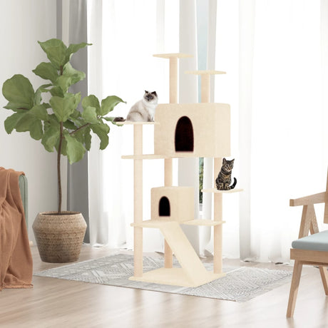 Vidaxl kattemøbler med sisal skrabe stolper 153 cm creme -farvet