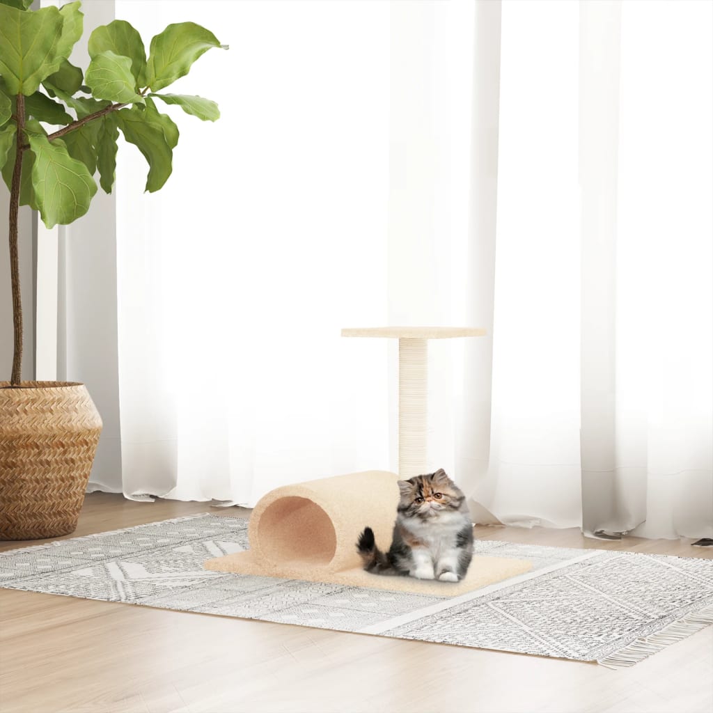 Vidaxl Cat møbler med tunnel 60x34,5x50 cm creme -farvet