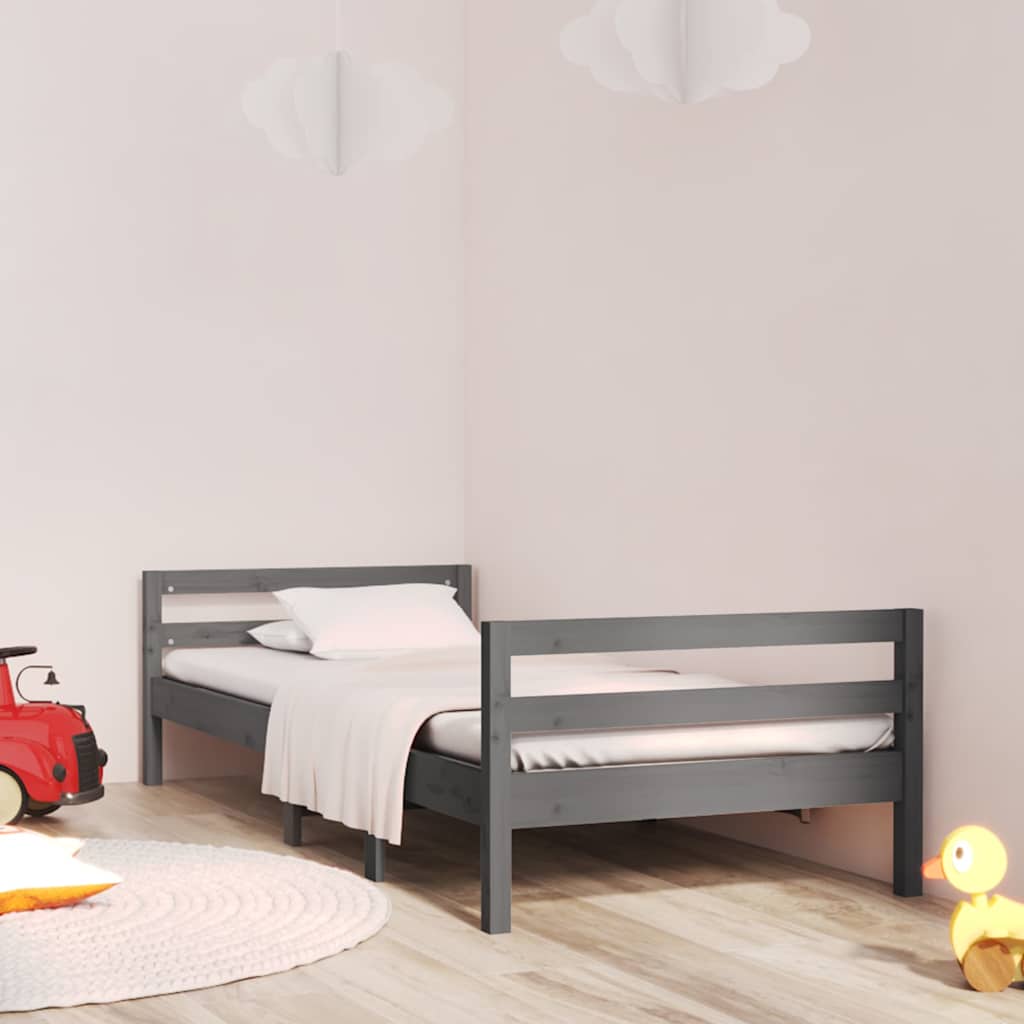 Vidaxl bedframe massief grenenhout grijs 90x200 cm