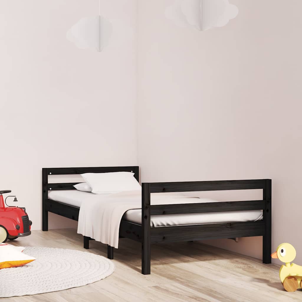 Vidaxl bedframe 75x190 cm massief grenenhout zwart