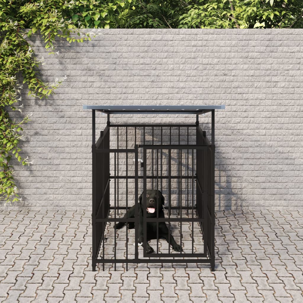 Vidaxl Dog Kennel med tag 1,88 m² stål