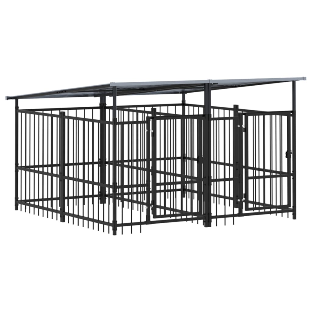 Vidaxl Dog Kennel med tag 3,75 m² stål