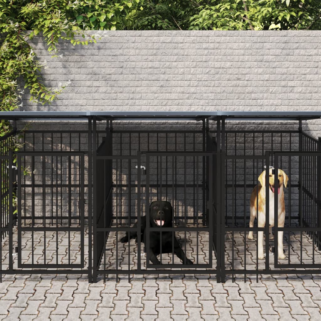 Vidaxl Dog Kennel med tag 7,51 m² stål