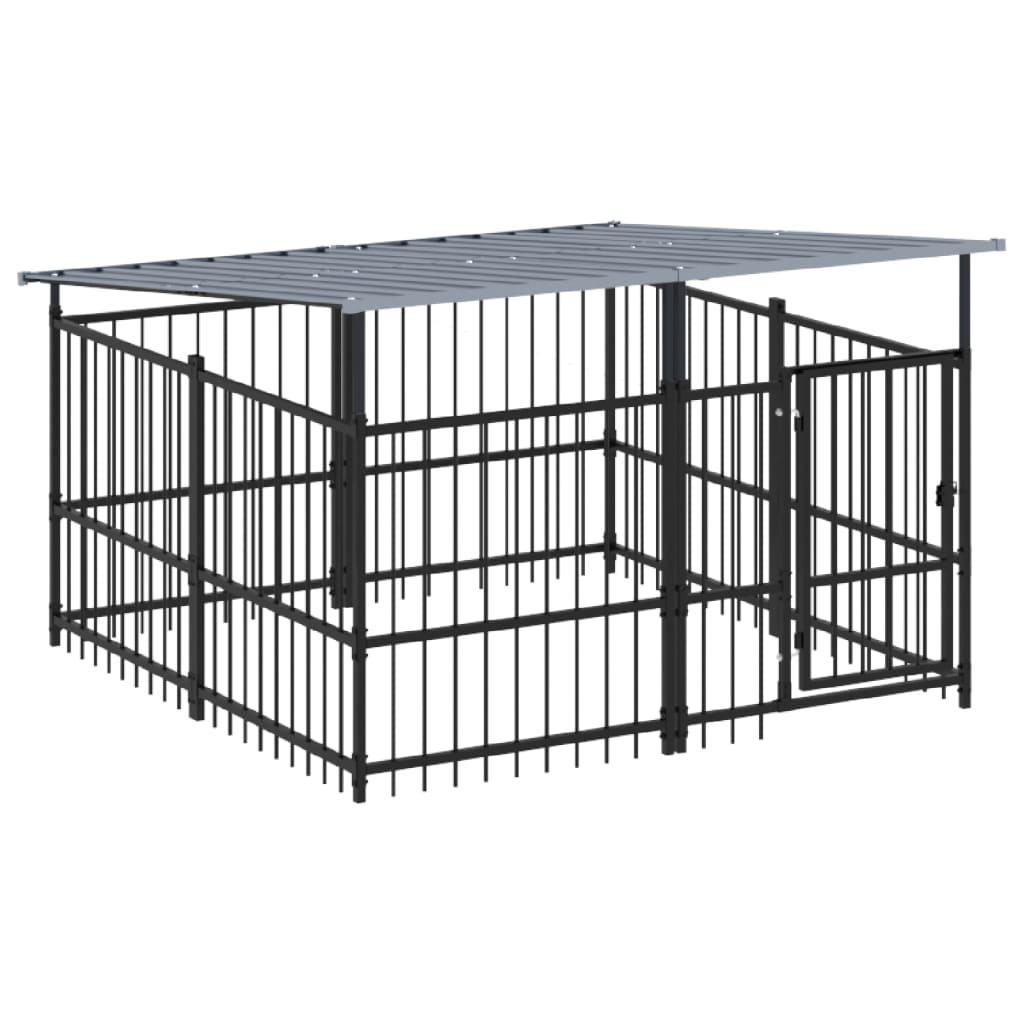 Vidaxl Dog Kennel med tag 3,75 m² stål