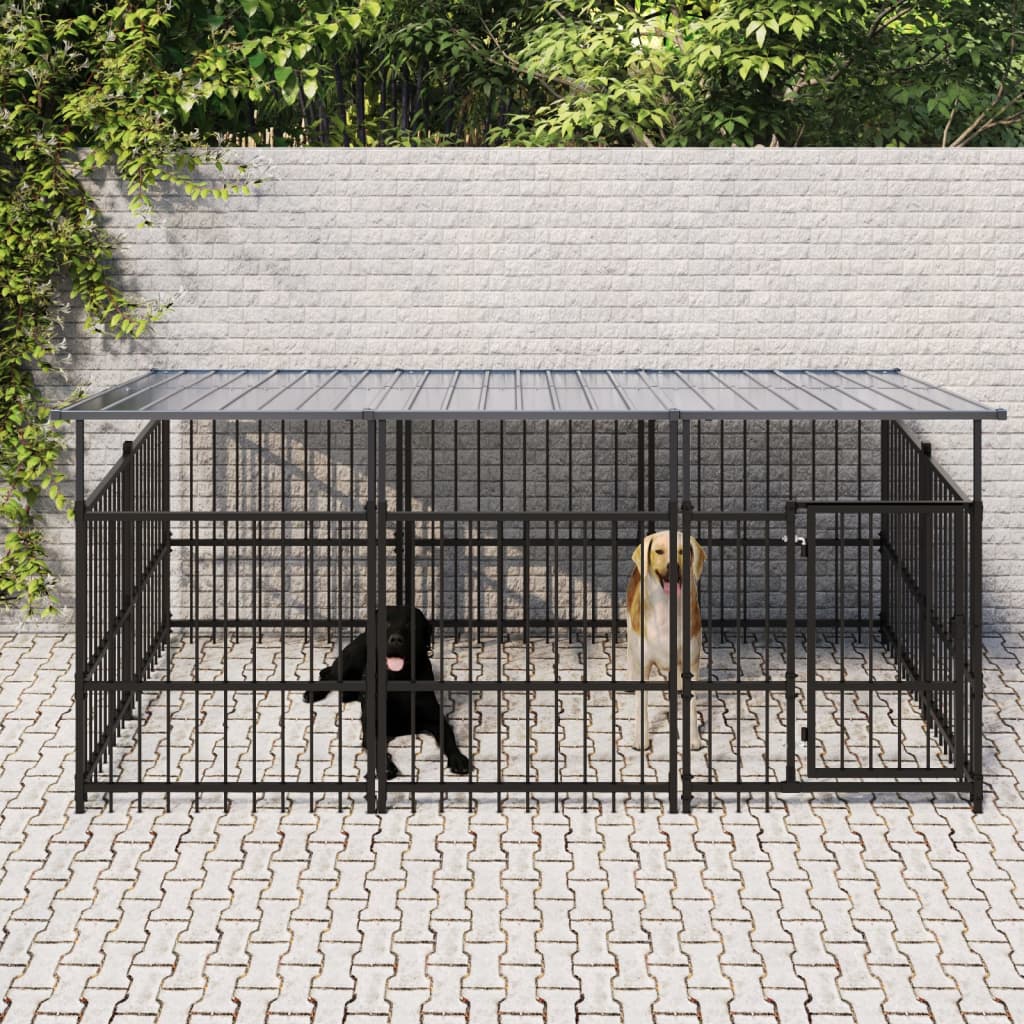 Vidaxl Dog Kennel med tag 3,75 m² stål