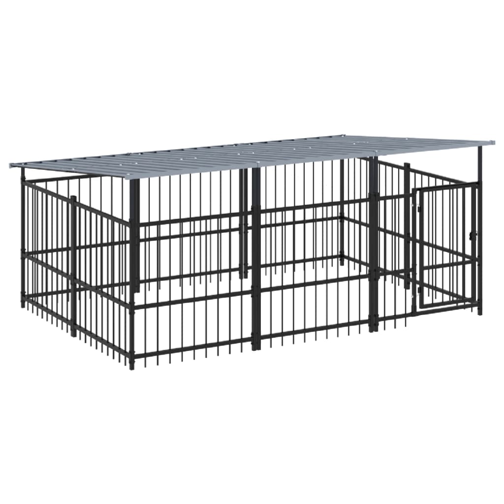 Vidaxl Dog Kennel med tag 5,63 m² stål