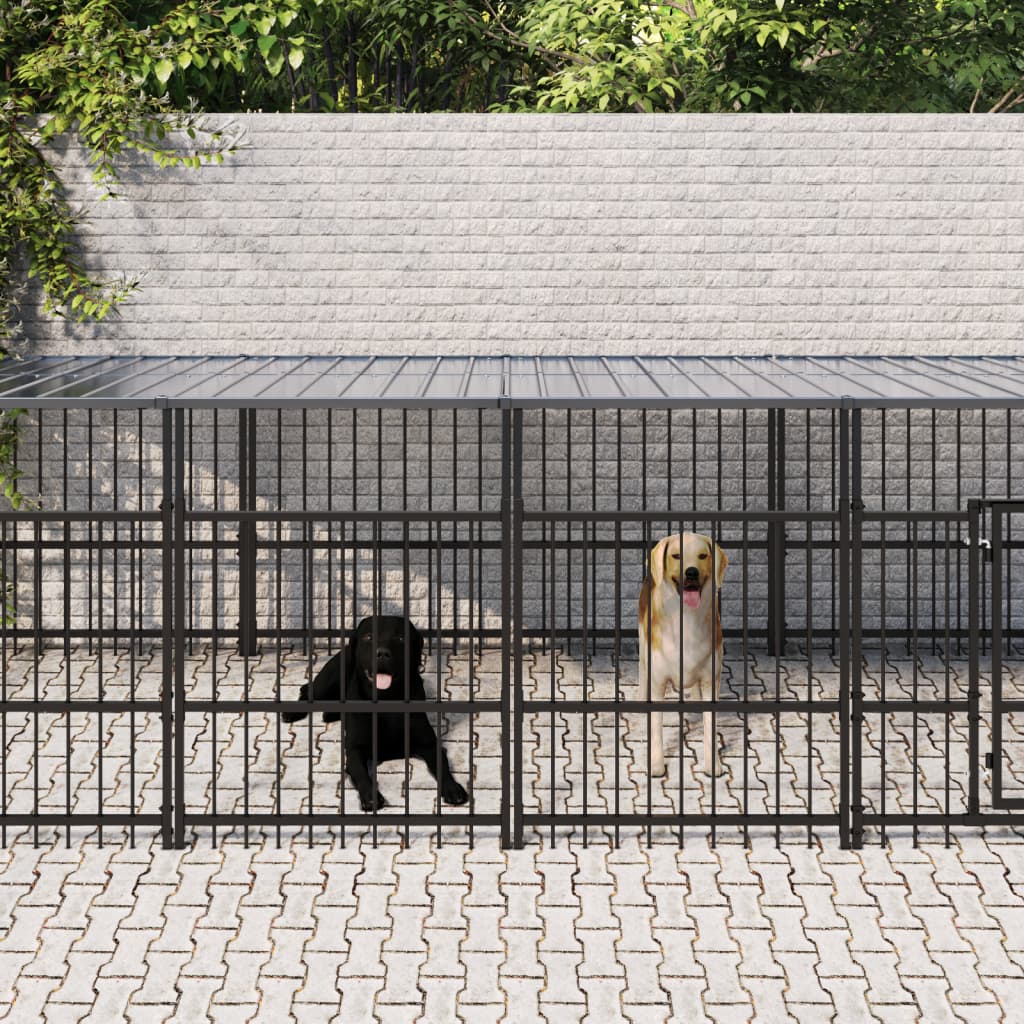 Vidaxl Dog Kennel med tag 11,26 m² stål