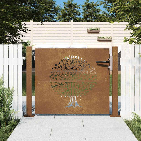 Vidaxl Poort 105x105 cm Trædesign Cortenstaal